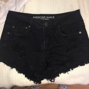 American Eagle black high rise cut off shorts